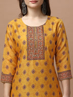 Embroidered & Ethnic Motifs Printed Kurta With Pant & Dupatta, Multicolor - Hiral Fashion | Grocsy