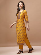 Embroidered & Ethnic Motifs Printed Kurta With Pant & Dupatta, Multicolor - Hiral Fashion | Grocsy