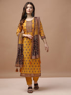 Embroidered & Ethnic Motifs Printed Kurta With Pant & Dupatta, Multicolor - Hiral Fashion | Grocsy