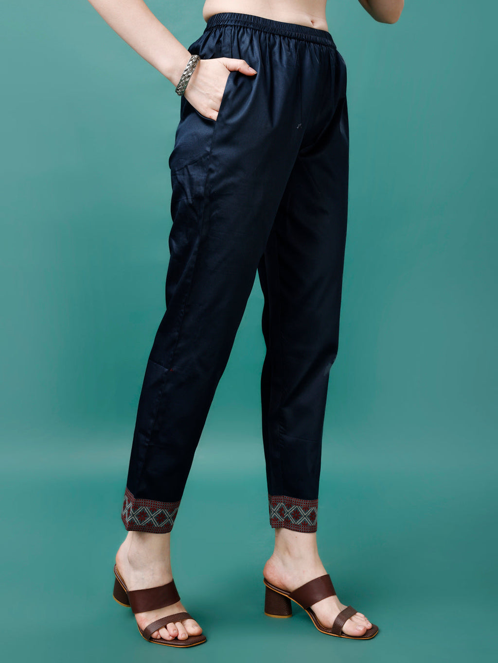 Hand Embroidered Kurta With Pant & Dupatta, Multicolor - Hiral Fashion | Grocsy