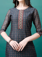 Hand Embroidered Kurta With Pant & Dupatta, Multicolor - Hiral Fashion | Grocsy