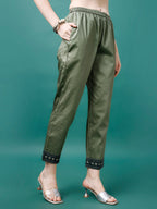 Hand Embroidered Kurta With Pant & Dupatta, Multicolor - Hiral Fashion | Grocsy