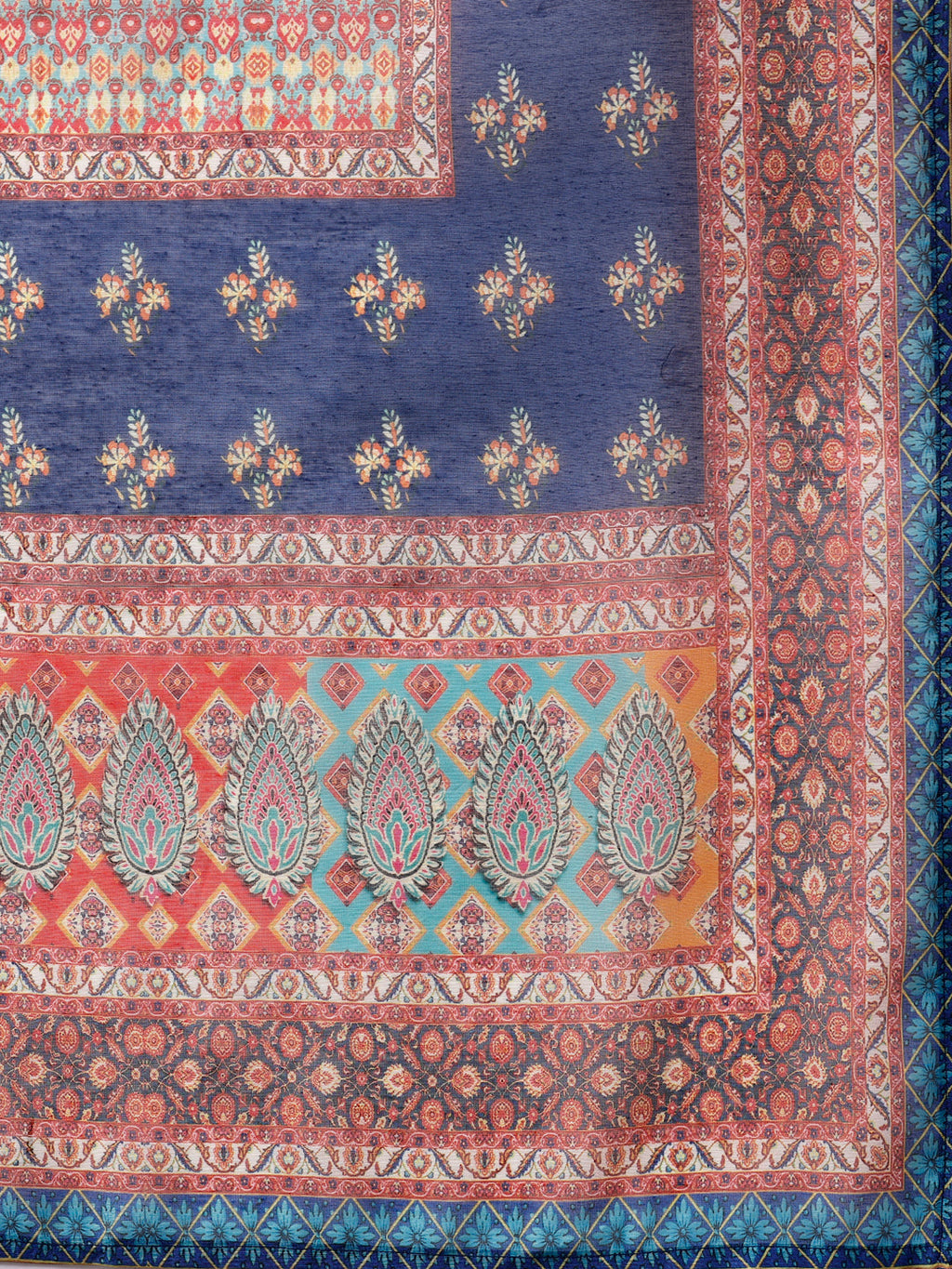 Printed Chanderi Kurta With Pant & Dupatta, Multicolor - Hiral Fashion | Grocsy