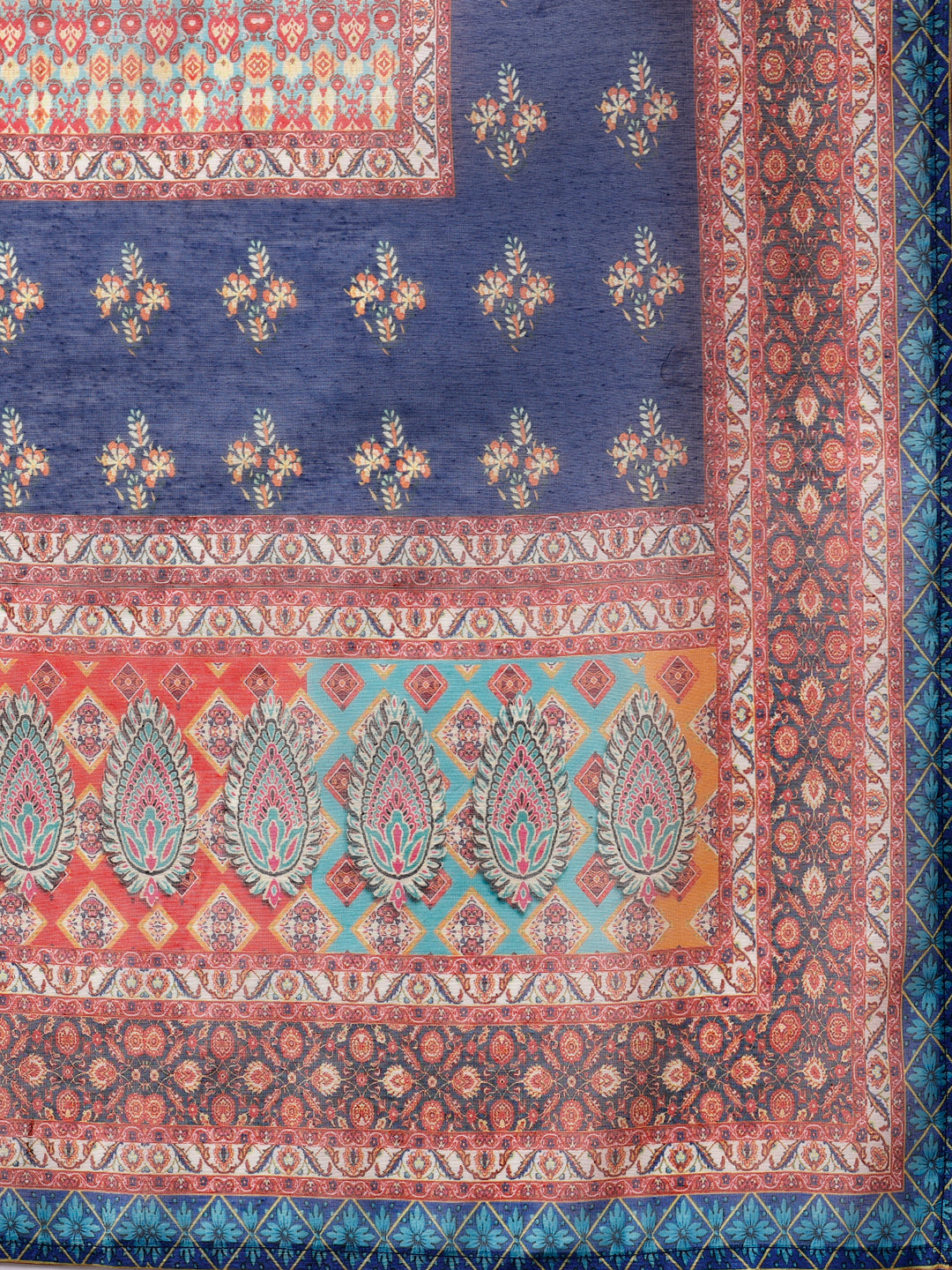 Printed Chanderi Kurta With Pant & Dupatta, Multicolor - Hiral Fashion | Grocsy