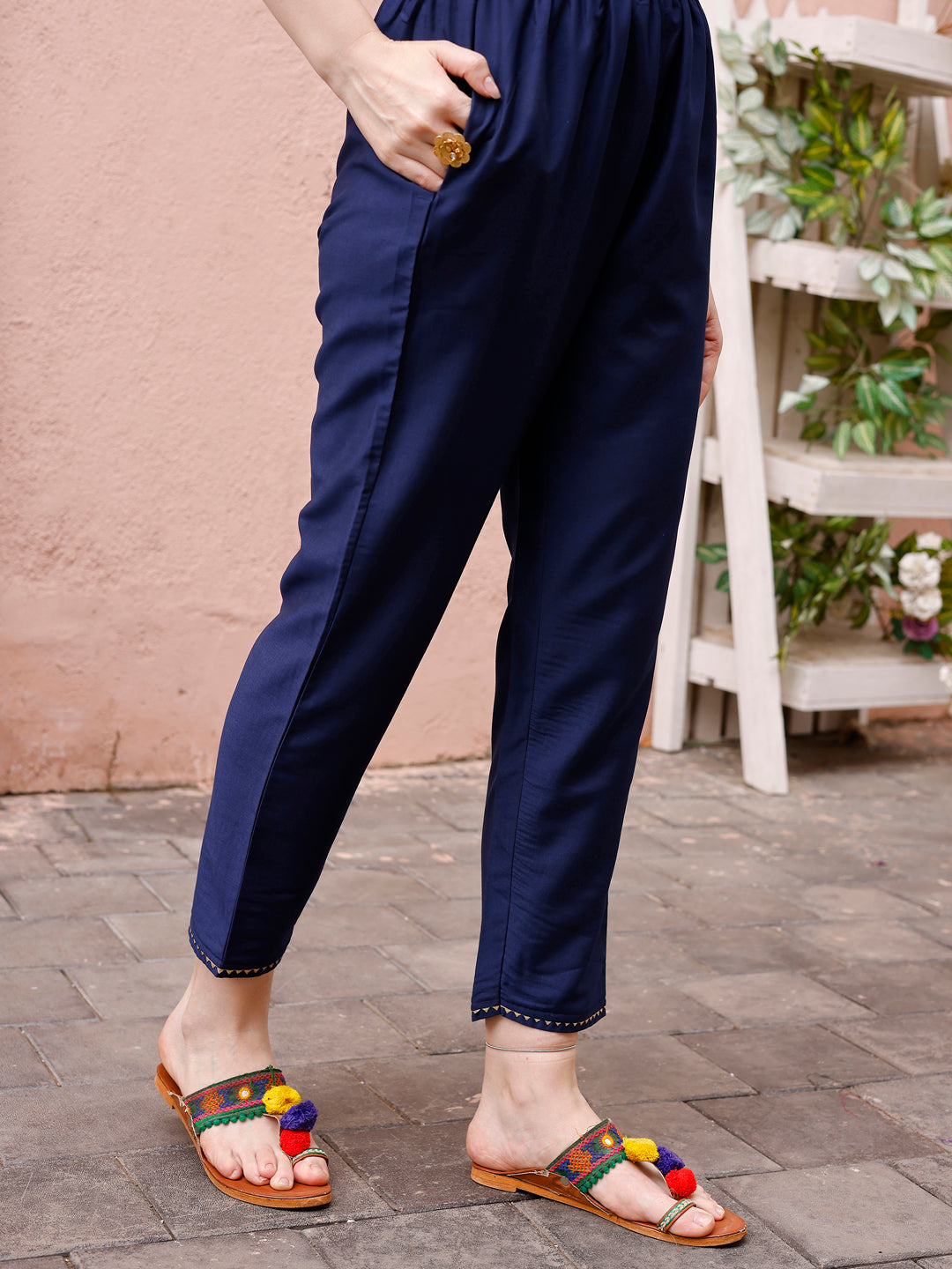 Printed Chanderi Kurta With Pant & Dupatta, Multicolor - Hiral Fashion | Grocsy