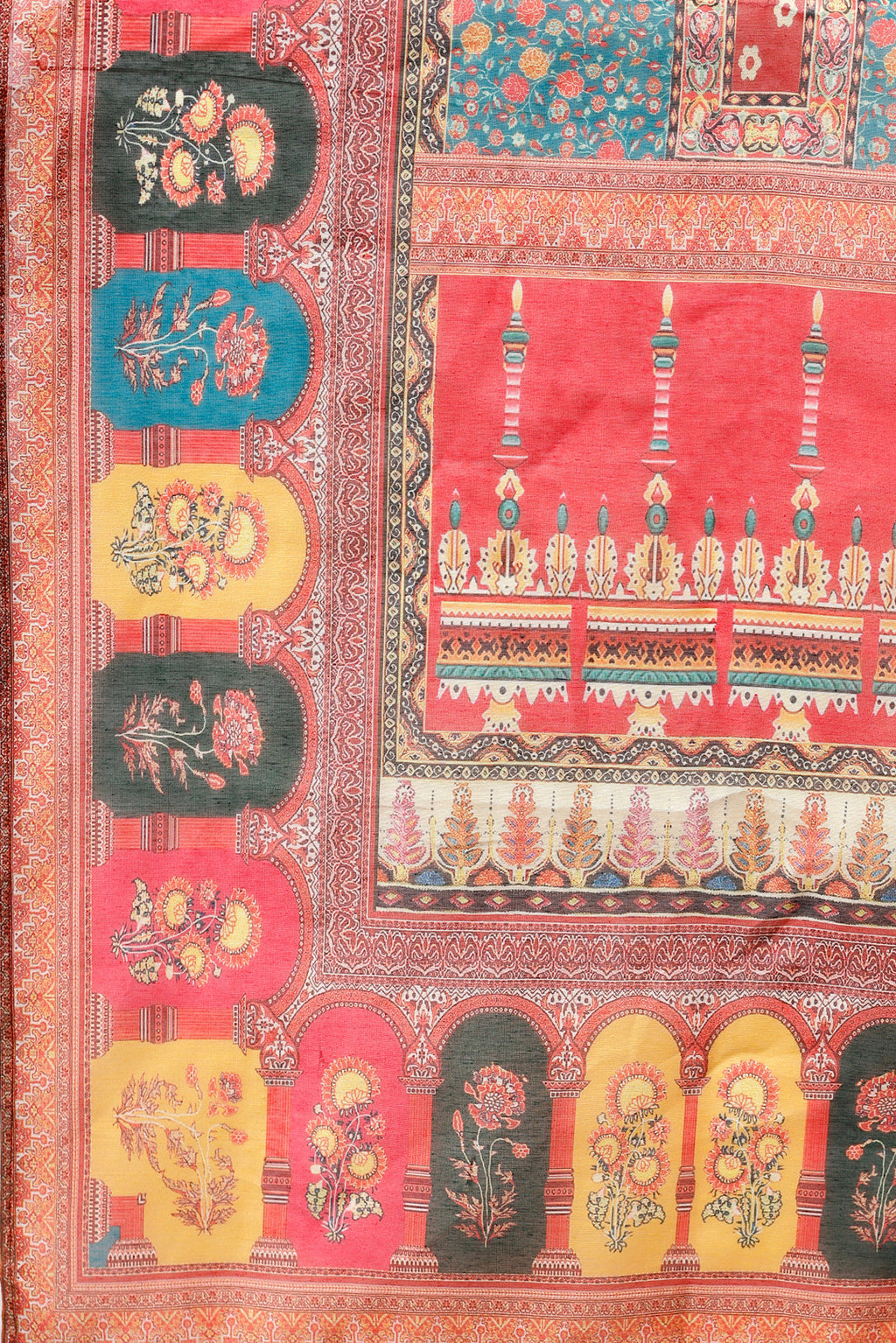 Printed Chanderi Kurta With Pant & Dupatta, Multicolor - Hiral Fashion | Grocsy