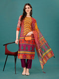 Printed & Hand Embroidered Kurta With Pant & Dupatta, Multicolor - Hiral Fashion | Grocsy