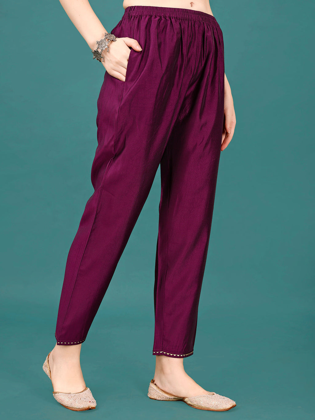 Printed & Hand Embroidered Kurta With Pant & Dupatta, Multicolor - Hiral Fashion | Grocsy