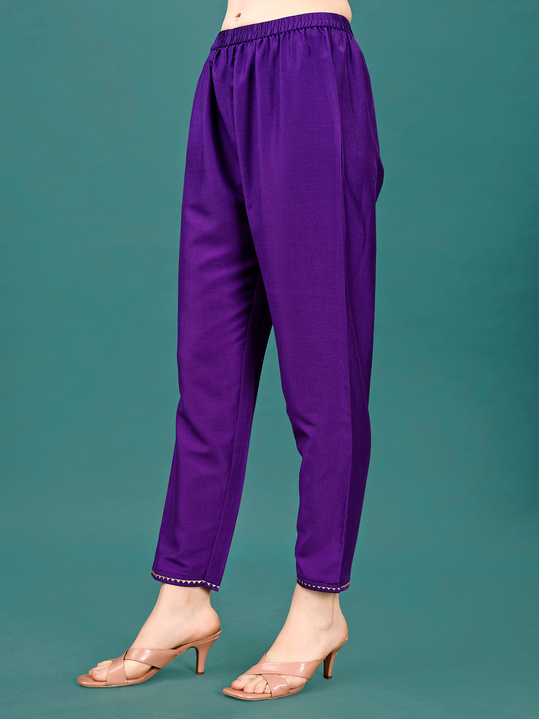 Printed & Hand Embroidered Kurta With Pant & Dupatta, Multicolor - Hiral Fashion | Grocsy
