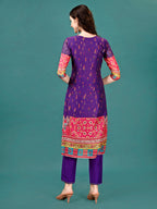 Printed & Hand Embroidered Kurta With Pant & Dupatta, Multicolor - Hiral Fashion | Grocsy