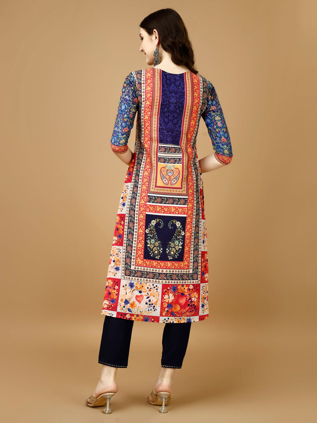Hand Embroidered & Printed Kurta With Pant & Printed Dupatta, Multicolor - Hiral Fashion | Grocsy