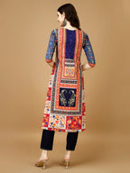 Hand Embroidered & Printed Kurta With Pant & Printed Dupatta, Multicolor - Hiral Fashion | Grocsy