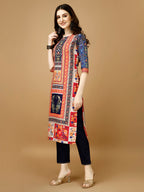 Hand Embroidered & Printed Kurta With Pant & Printed Dupatta, Multicolor - Hiral Fashion | Grocsy