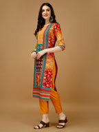 Hand Embroidered & Printed Kurta With Pant & Printed Dupatta, Multicolor - Hiral Fashion | Grocsy