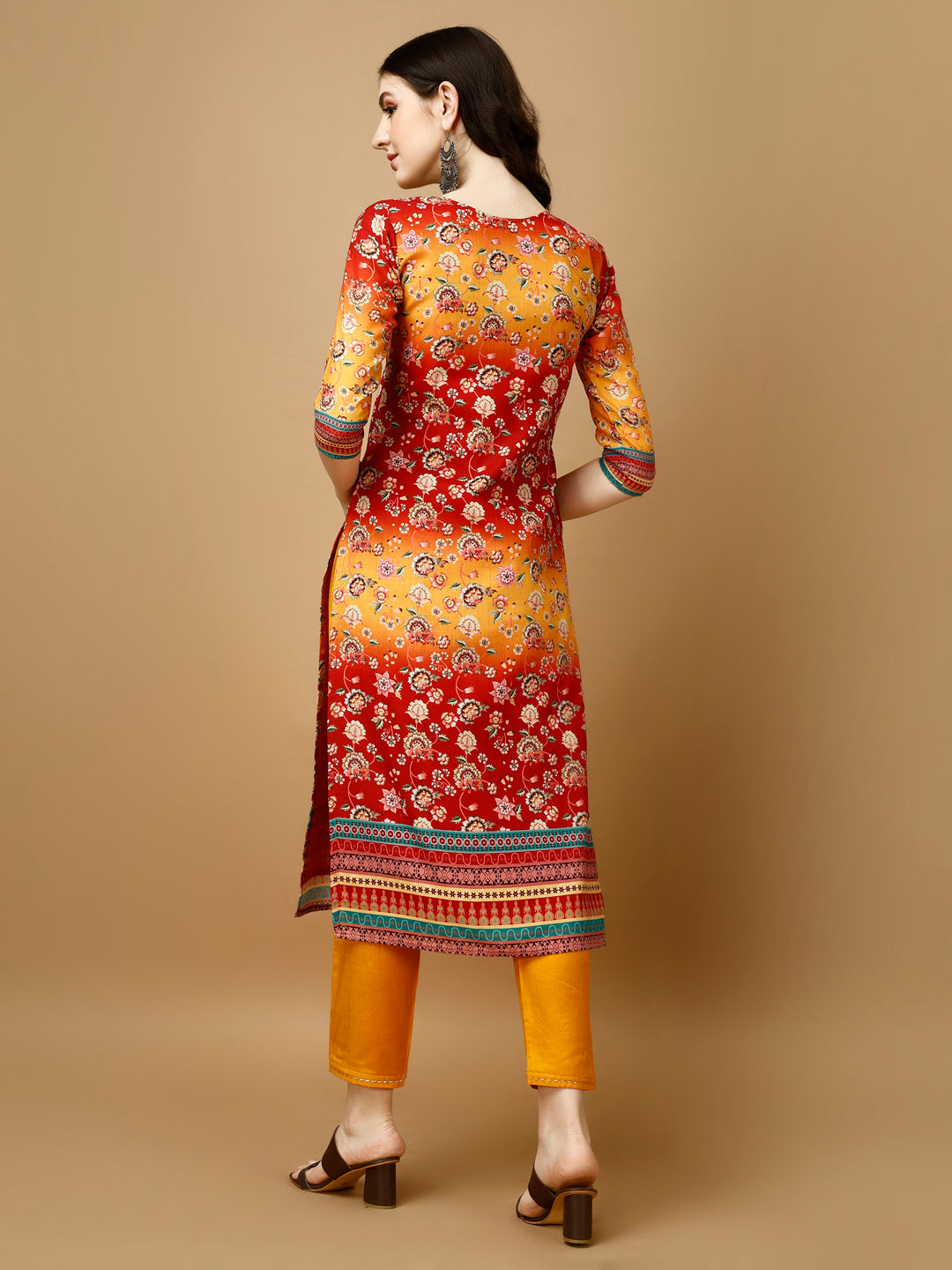 Hand Embroidered & Printed Kurta With Pant & Printed Dupatta, Multicolor - Hiral Fashion | Grocsy