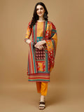 Hand Embroidered & Printed Kurta With Pant & Printed Dupatta, Multicolor - Hiral Fashion | Grocsy