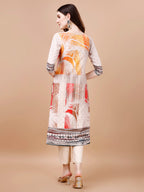 Hand Embroidered Printed Muslin Kurta With Pant & Dupatta, Multicolor - Hiral Fashion | Grocsy