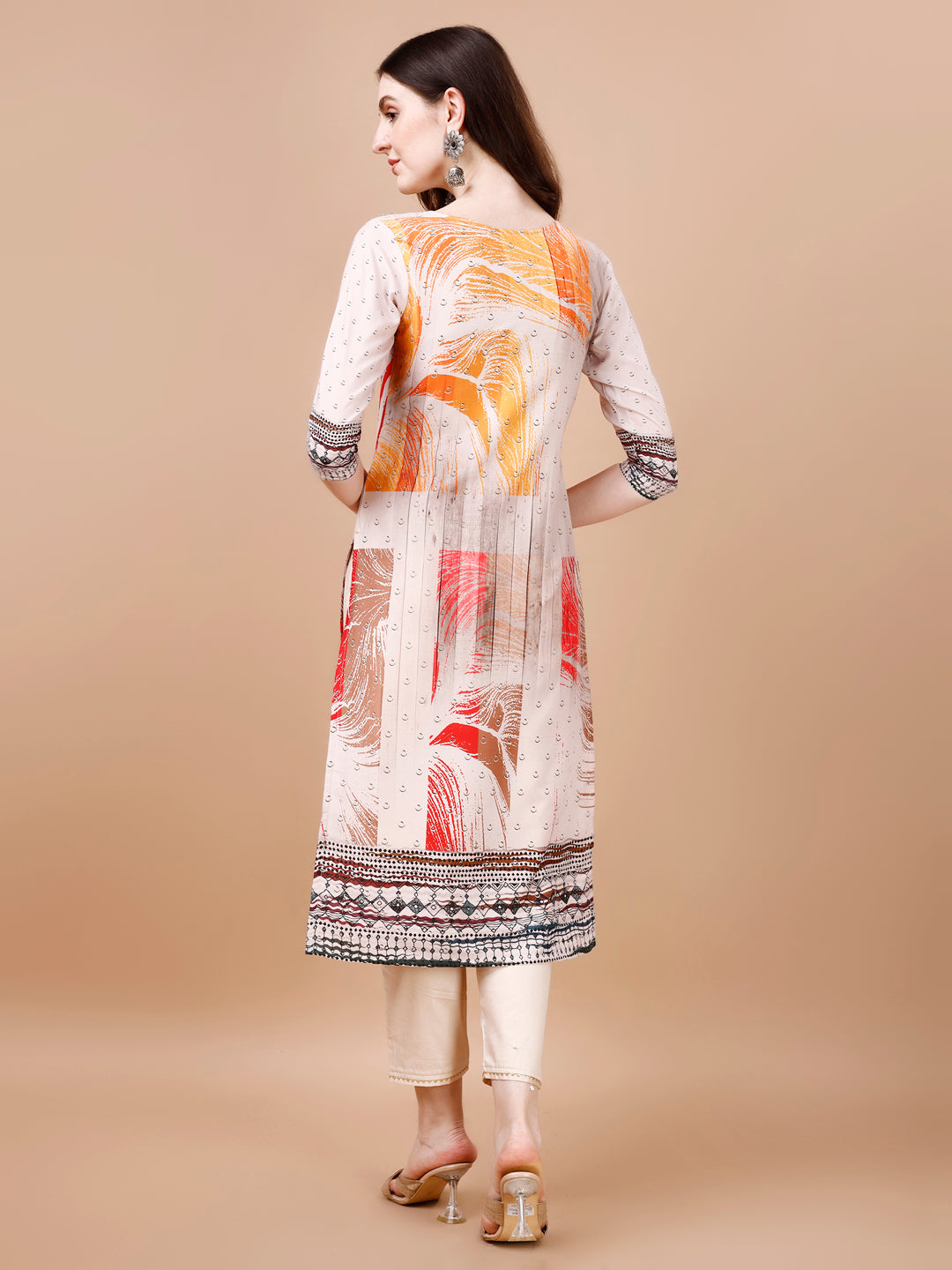 Hand Embroidered Printed Muslin Kurta With Pant & Dupatta, Multicolor - Hiral Fashion | Grocsy