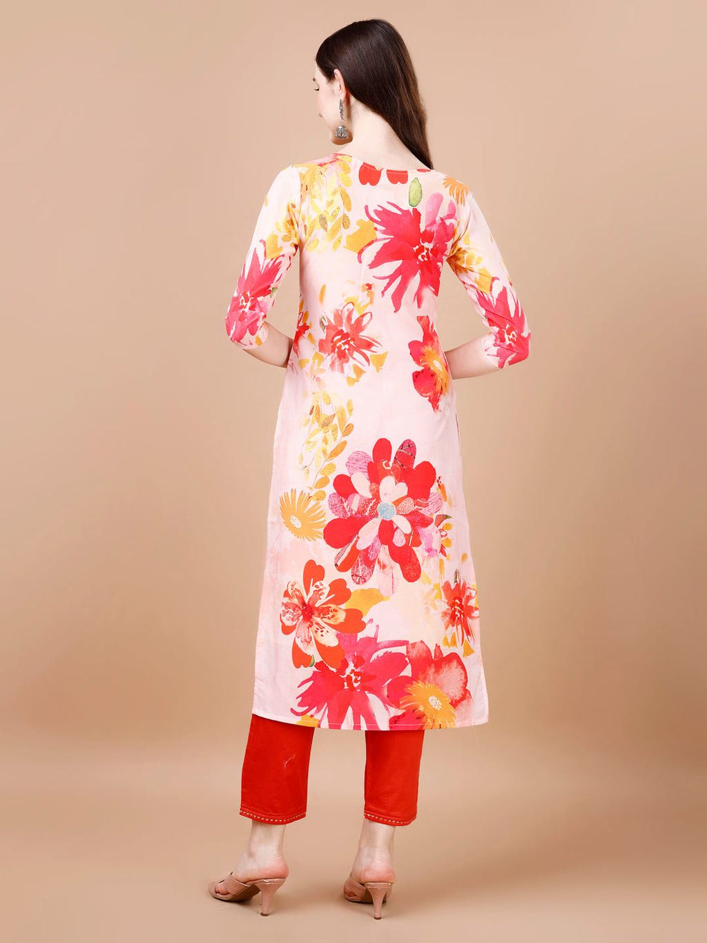 Hand Embroidered Floral Printed Muslin Kurta With Pant & Dupatta, Multicolor - Hiral Fashion | Grocsy