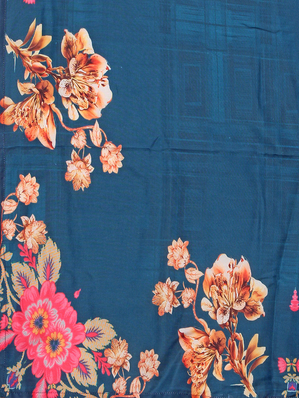 Hand Embroidered Floral Printed Muslin Kurta With Pant & Dupatta, Multicolor - Hiral Fashion | Grocsy