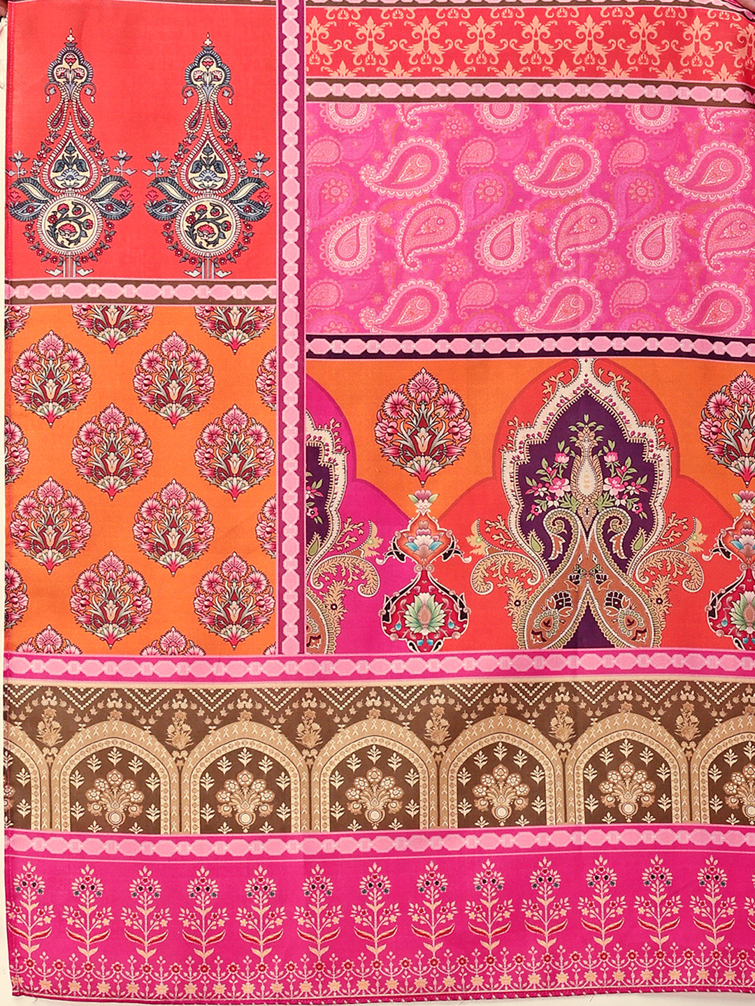 Printed Cotton Kurta With Pant & Dupatta, Pink - Hiral Fashion | Grocsy