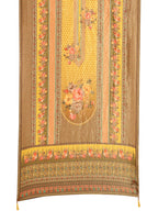 Hand Embroidered & Printed Pure Silk Kurta With Pant & Printed Dupatta, Yellow - Hiral Fashion | Grocsy