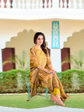 Hand Embroidered & Printed Pure Silk Kurta With Pant & Printed Dupatta, Yellow - Hiral Fashion | Grocsy