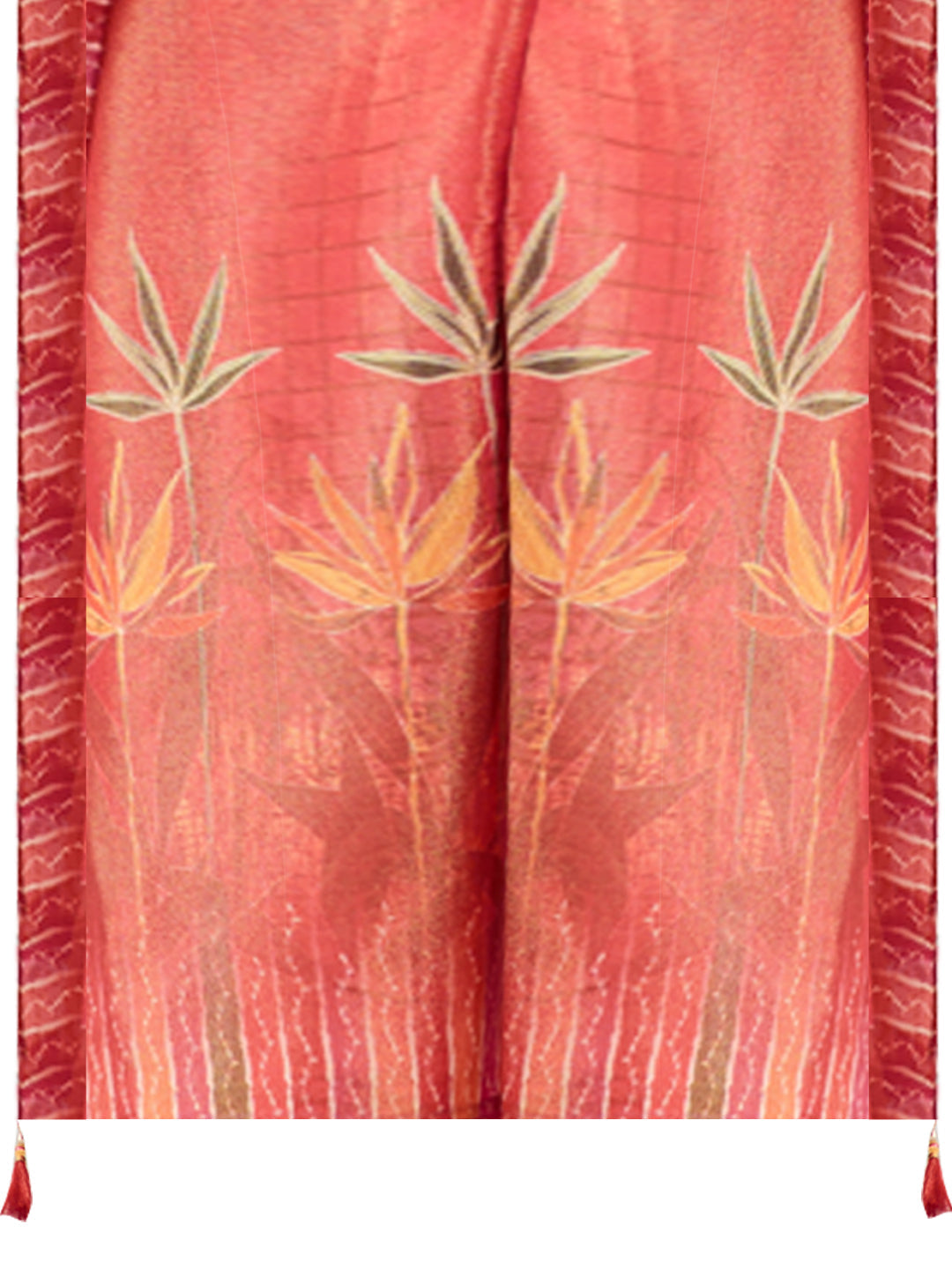 Hand Embroidered & Printed Pure Silk Kurta With Pant & Printed Dupatta, Rust - Hiral Fashion | Grocsy