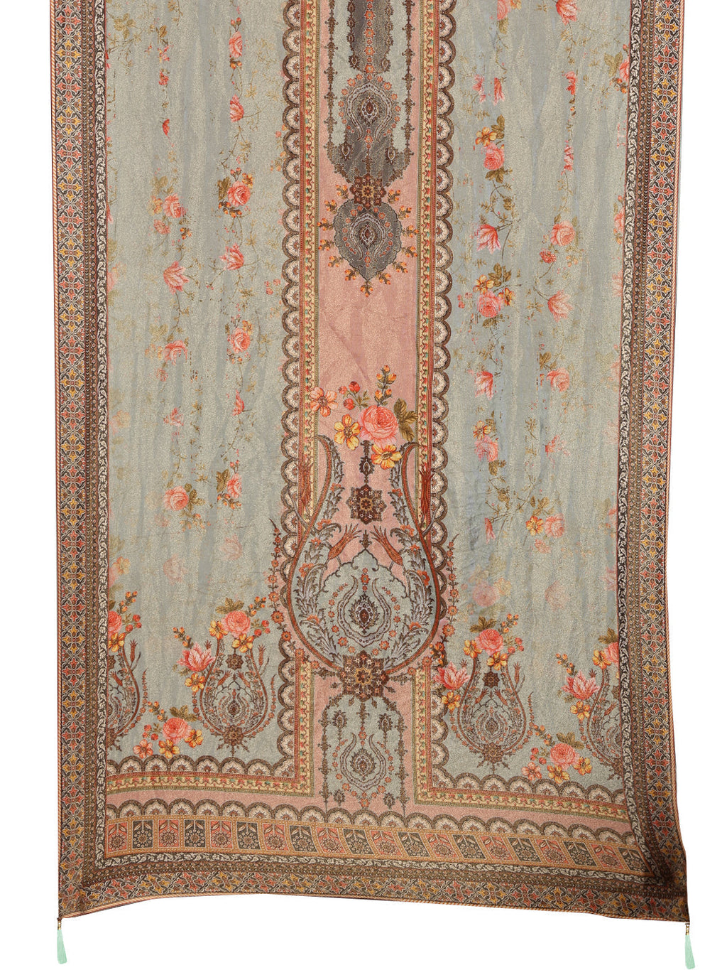 Hand Embroidered & Printed Pure Silk Kurta With Pant & Printed Dupatta, Green - Hiral Fashion | Grocsy