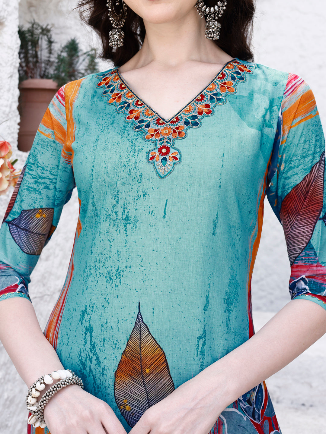 Embroidered & Floral Printed Kurta With Pant & Printed Dupatta Premium Luxury, Multicolor - Hiral Fashion | Grocsy