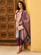 Embroidered & Floral Printed Kurta With Pant & Printed Dupatta Premium, Multicolor - Hiral Fashion | Grocsy