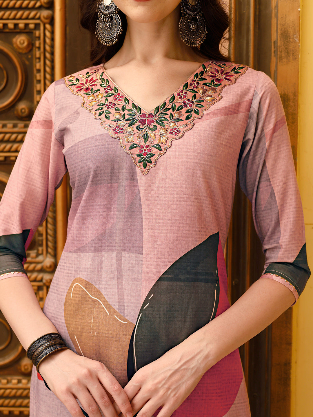 Embroidered & Floral Printed Kurta With Pant & Printed Dupatta Premium, Multicolor - Hiral Fashion | Grocsy