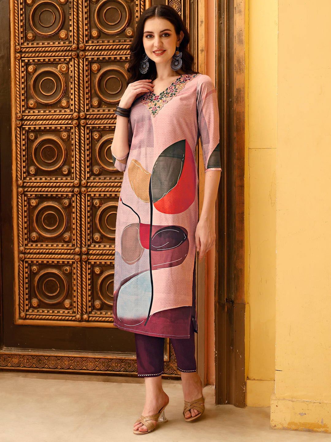 Embroidered & Floral Printed Kurta With Pant & Printed Dupatta Premium, Multicolor - Hiral Fashion | Grocsy