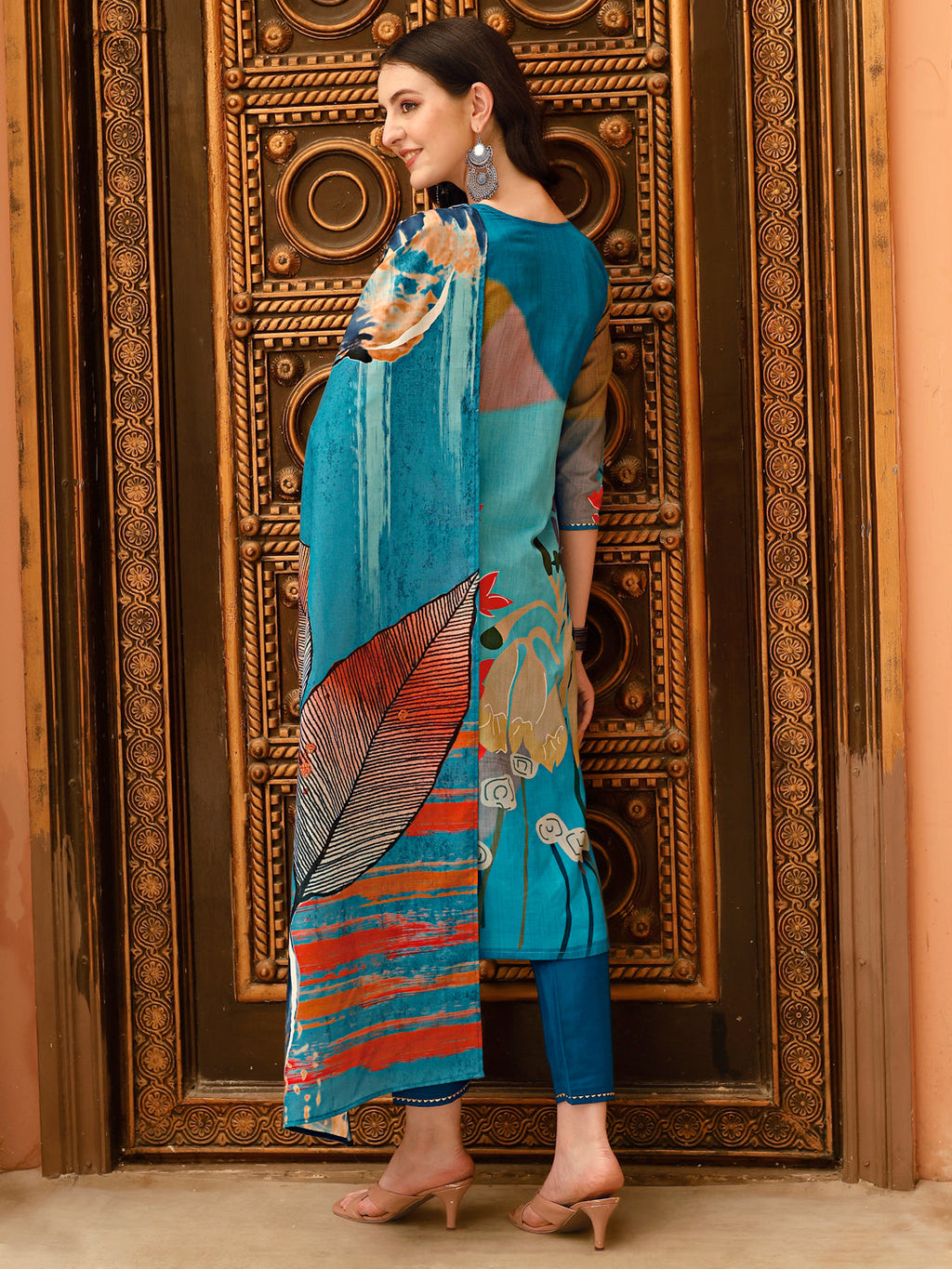 Embroidered & Floral Printed Kurta With Pant & Printed Dupatta, Multicolor - Hiral Fashion | Grocsy
