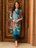 Embroidered & Floral Printed Kurta With Pant & Printed Dupatta, Multicolor - Hiral Fashion | Grocsy