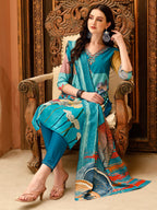 Embroidered & Floral Printed Kurta With Pant & Printed Dupatta, Multicolor - Hiral Fashion | Grocsy