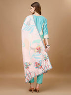 Embroidered & Floral Printed Kurta With Pant & Printed Dupatta Premium, Multicolor - Hiral Fashion | Grocsy