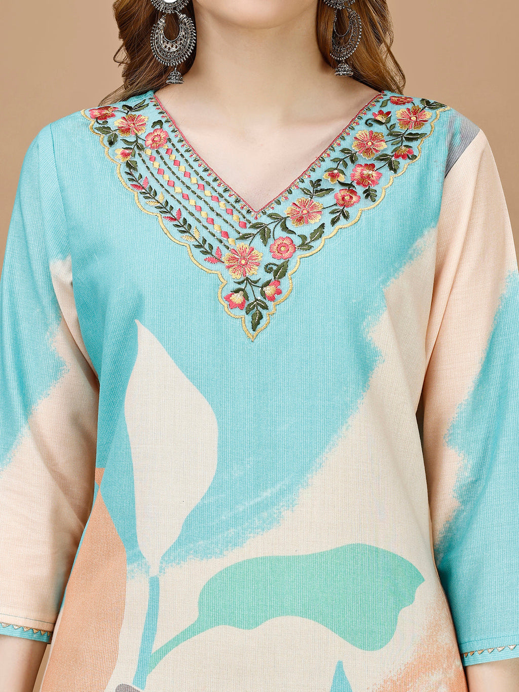 Embroidered & Floral Printed Kurta With Pant & Printed Dupatta Premium, Multicolor - Hiral Fashion | Grocsy