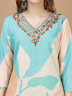 Embroidered & Floral Printed Kurta With Pant & Printed Dupatta Premium, Multicolor - Hiral Fashion | Grocsy