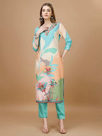 Embroidered & Floral Printed Kurta With Pant & Printed Dupatta Premium, Multicolor - Hiral Fashion | Grocsy