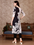Embroidered & Floral Printed Kurta With Pant & Printed Dupatta Premium, Black - Hiral Fashion | Grocsy