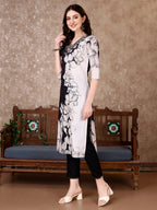 Embroidered & Floral Printed Kurta With Pant & Printed Dupatta Premium, Black - Hiral Fashion | Grocsy