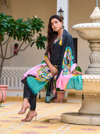 Embroidered & Floral Printed Kurta With Pant & Printed Dupatta, Lavender - Hiral Fashion | Grocsy