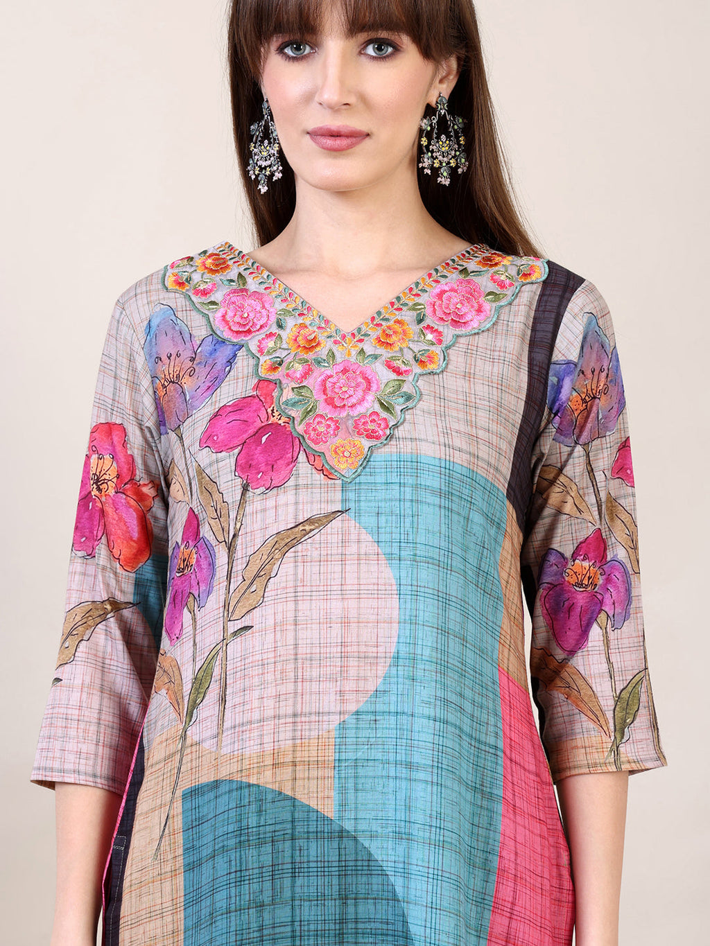 Embroidered & Printed Kurta With Pant & Dupatta, Multicolor - Hiral Fashion | Grocsy