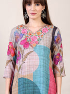 Embroidered & Printed Kurta With Pant & Dupatta, Multicolor - Hiral Fashion | Grocsy