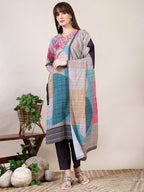 Embroidered & Printed Kurta With Pant & Dupatta, Multicolor - Hiral Fashion | Grocsy