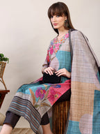 Embroidered & Printed Kurta With Pant & Dupatta, Multicolor - Hiral Fashion | Grocsy