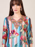 Embroidered & Floral Printed Kurta With Pant & Dupatta, Multicolor - Hiral Fashion | Grocsy