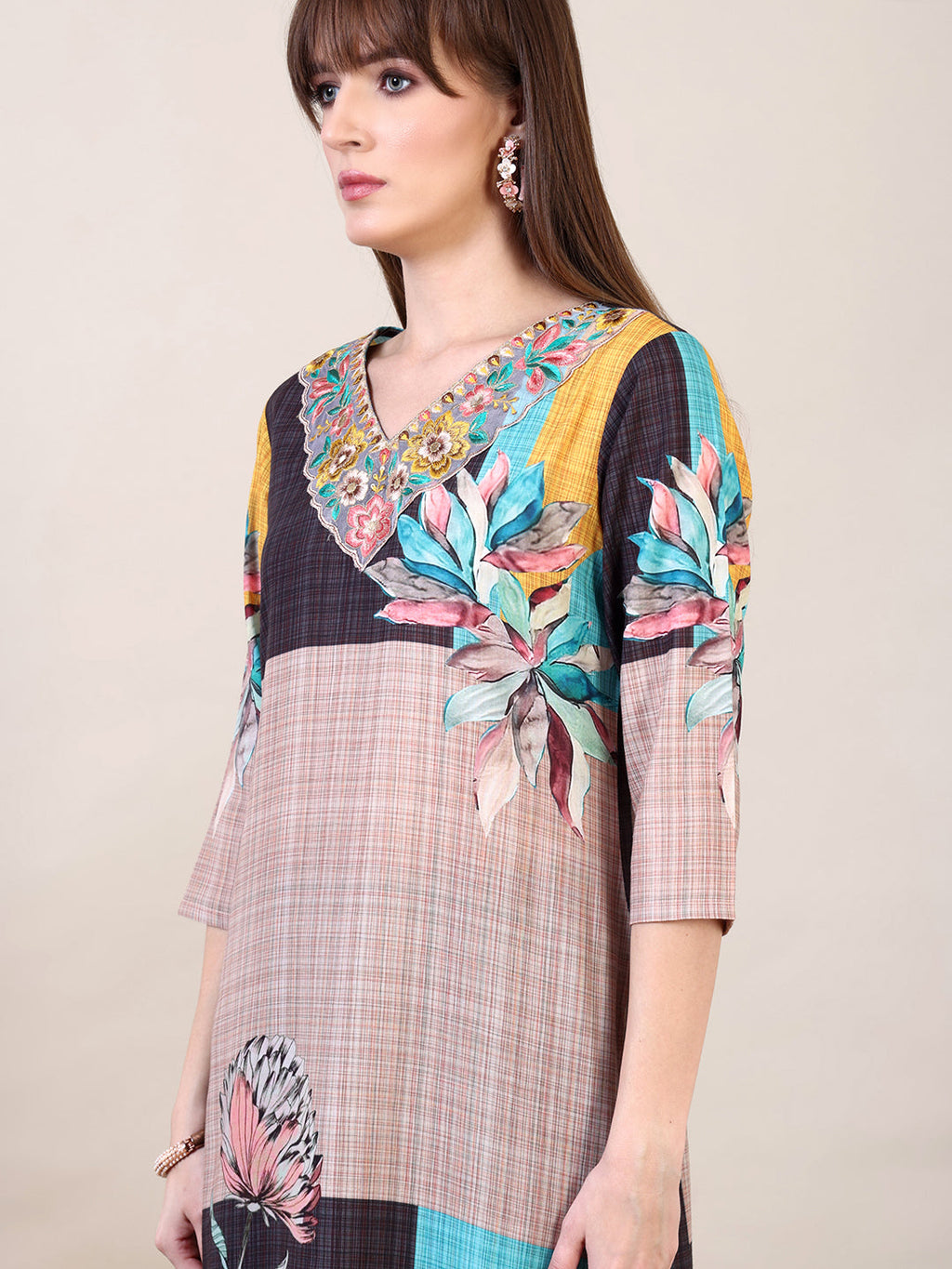 Embroidered & Printed Kurta With Pant & Dupatta, Multicolor - Hiral Fashion | Grocsy