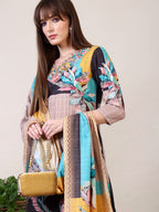 Embroidered & Printed Kurta With Pant & Dupatta, Multicolor - Hiral Fashion | Grocsy